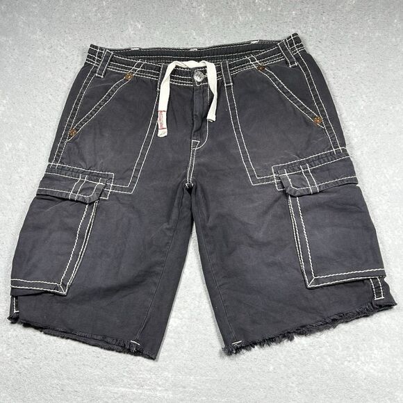 Vintage True Religion Cargo Shorts Men’s 36 Gray Baggy Contrast Stitch 13” Y2K - Picture 1 of 16